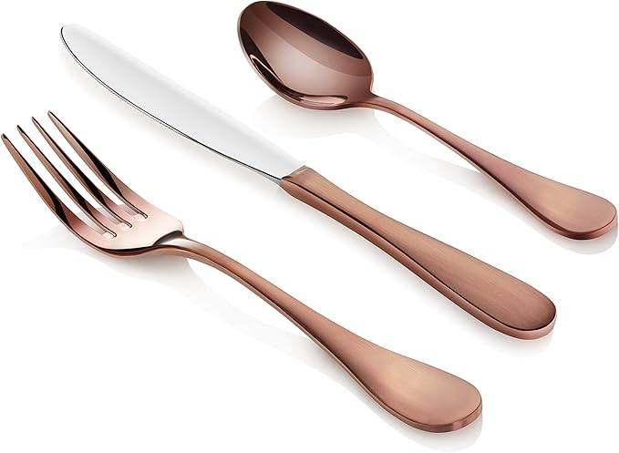 Artaste 56891 Rain 18/10 Stainless Steel Flatware 36-Piece Set, Copper Finish, Service for 12