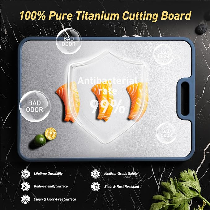 2 Packs Titanium Cutting Boards for Kitchen Chopping Board Butcher Block 2 in 1 Pure Titanium and Wheat Straw PP Mother Day Best Mama Mommy Ever Mother In Law Gifts Stepmom Grandma Gigi Nana Present