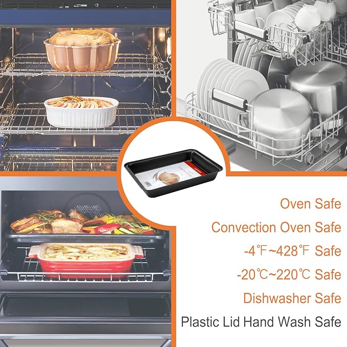 CHEFMADE Rectangular Cake Pan, Nonstick 13-Inch Rectangular Baking Pan with Lid