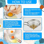 Egg Separator for Raw Eggs - Egg Yolk Separator Kitchen Gadget Yolk Remover Stainless Steel Gadget for Raw Eggs & Cake Baking White Filter | Convenient Design