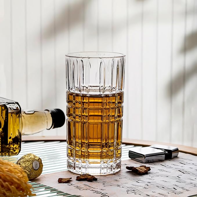 Highball Glasses Set of 6, Tall Beverage Glasses Collins for Water, Juice, Cocktails, Beer, Soda, Wine (14 OZ)