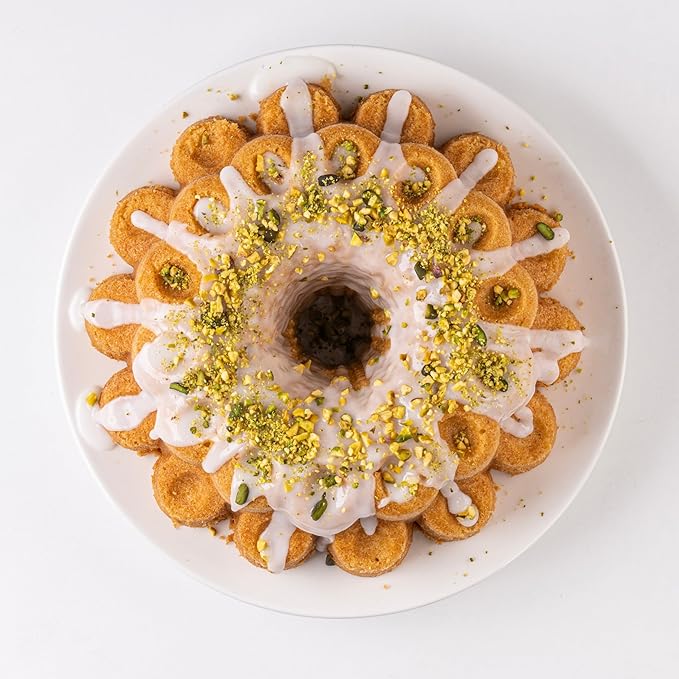 Baker's Secret Nonstick Fluted Cake Pan 10 Cups, Perfect for Fluted Cakes, Die Cast Aluminum Cake Pans, Easy Release, compatible with Fluted Cake Pans - The Cast Aluminum Collection (Marquise)