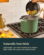 Caraway Stock Pot - 12 Qt Ceramic Coated With Lid - Free From Forever Chemicals - Large for Bigger Batches - Perracotta