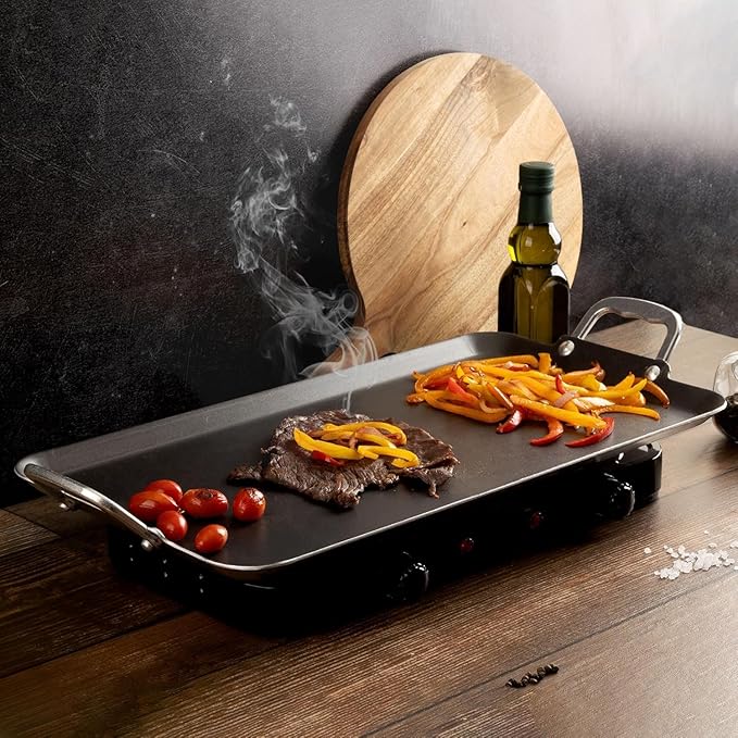 Vasconia Durable Double Burner Griddle (20″ x 11″) 100% Pure Aluminum with Nonstick - NSF Certified - for Frying, Searing, Grilling, Browning, Ideal for Home & Commercial Kitchen - Pack of 4