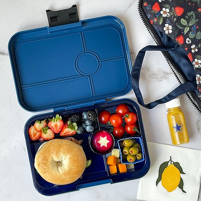 Yumbox Tapas Leakproof Bento Lunch Box: 4.2 Cups Larger 5-Compartment Design in Monte Carlo Blue with Jungle Tray- for Adults and Bigger Kids