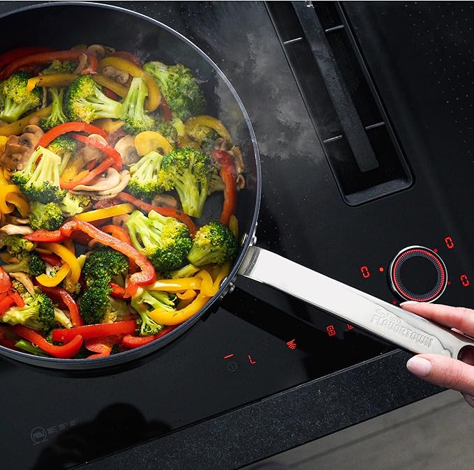 Guy Fieri's Flavortown 2-Piece Ceramic Cookware Set, Nonstick Frying Pan Set 10" and 12", Easy-Clean Kitchen Cookware, Made without PFAS PTFE PFOA, Induction Compatible, Dishwasher Safe, Blue & White