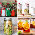 Bedoo Mason Jars 32 oz, 12 Pack Quart Mason Jars With Wide Mouth Lids, Glass Jars for Canning, Food Storage, Meal Prep, Overnight Oats, Fermenting, Pickling, DIY Projects