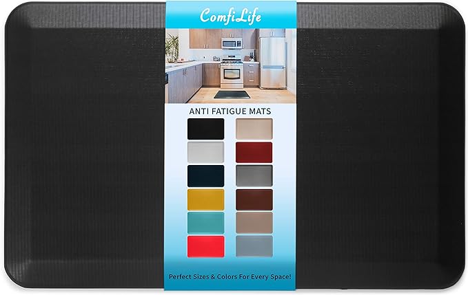 ComfiLife Anti Fatigue Floor Mat – 3/4 Inch Thick Kitchen Mats for Floor, Standing Desk Mat, Kitchen Rug – Comfort at Home, Office – Durable – Stain Resistant – Non-Slip Bottom (20" x 32", Black)