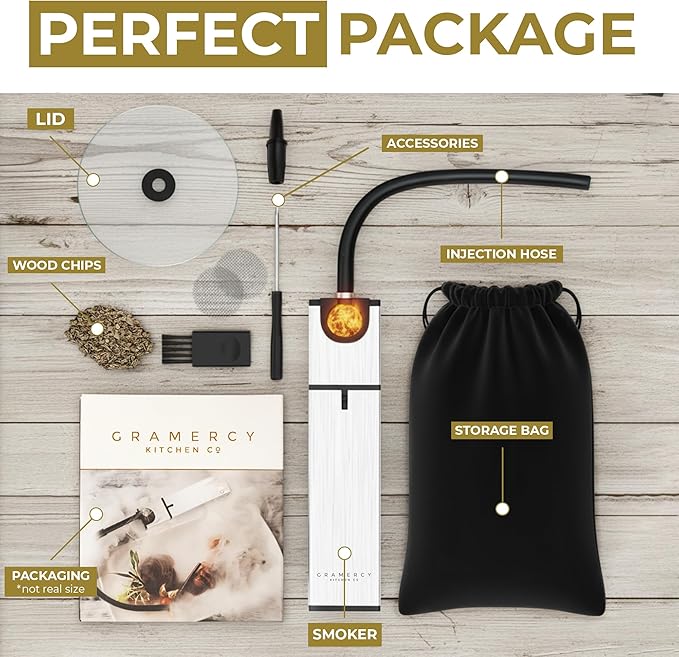 Cocktail Smoker Kit - Indoor Drink & Food Infuser with Wood Chips | Old Fashioned Whiskey Bourbon Smoker Gift