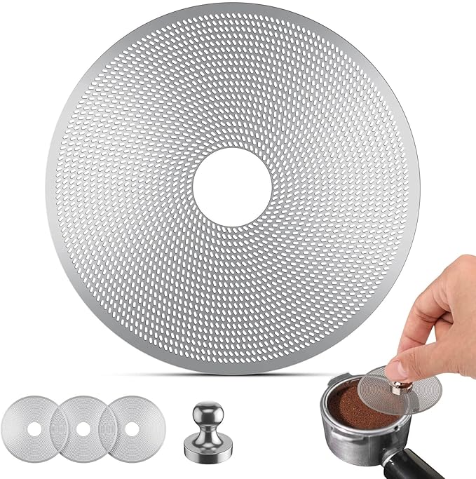 3 Pcs 58mm Espresso Puck Screen with Round Hole in the Middle - 0.2mm Ultra Thin Espresso Puck, Stainless Steel Reusable Coffee Filter, Suitable for La Marzocco/Gaggia