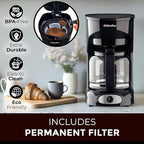 Mueller 12-Cup Drip Coffee Maker - Borosilicate Carafe, Auto-Off, Reusable Filter, Anti-Drip, Keep-Warm Function, Clear Water Level Window Coffee Machine, Kitchen Essentials & Accessories