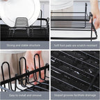 Runnatal Large Dish Drying Rack with Drainboard Set, Dish Rack, Extendable Dish Rack, Utensil Holder, Cup Holder, Expandable Dish Drainer for Kitchen Counter