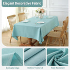 Laolitou Table Cloth Rectangle Linen Waterproof Textured Blue Tablecloth, Washable Wrinkle Free Spill Proof Fabric Tablecloths for Dining Table Farmhouse Kitchen Holiday, 60x84 Inch
