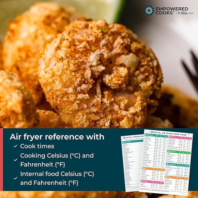 Cathy Yoder's Air Fryer Cheat Sheet Set, Air Fryer Accessories, AirFryer Cooking Guide Magnetic Cheat Sheet, AirFryer Cook Times Chart Magnet with Temperature, Internal Food Temp for 80+ Popular Foods