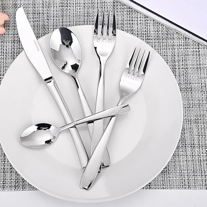 Silverware Set, 20-Piece Flatware Set Cutlery Set Premium 18/0 Stainless Steel,Including Steak Knife Fork and Spoon,Dishwasher Safe,for Home Kitchen Restaurant Wedding