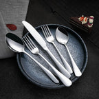 VANDBAO Silver Flatware Cutlery Silverware Set 20 Pieces, Stainless Steel Colorful Utensils, Tableware Set Service for 4, Include Knife/Fork/Spoon, Reusable, Mirror Polished, Dishwasher Safe