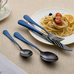 20-Piece Black and Dark Blue Silverware Set 18/0 Stainless Steel Silverware Set Dark Blue Handle Cutlery Set Service for 4 Dinner Knives Forks Spoons Set Flatware Set Finish Dishwasher Safe