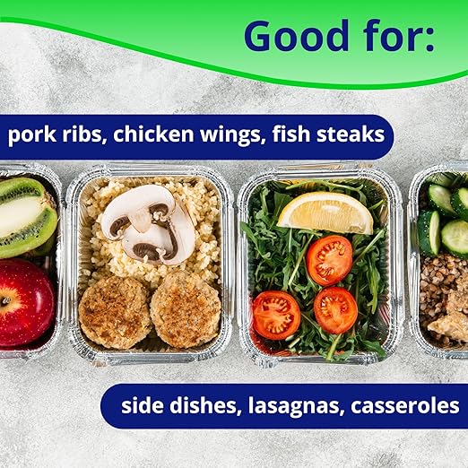 IDL Packaging Full Size Aluminum Steam Table Pans with Lids - Shallow, 21" x 13" x 1.5" (pack of 5) - Disposable Foil Pan for Grilling, Roasting, BBQ, Cooking, Baking, Freezing