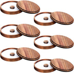 6 Pcs Margarita Salt Rimmer Set Glass Rimmer with Lid Home Bar Accessories Plate for Sugar Drinks Cocktails Bartender Tool Kit Party Restaurant, 5.9" Diameter (Acacia Wood)