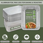 INFINITY EL Disposable Aluminum Foil Pan with Lids 10 Pack | Full Size Steam Shallow 20.5" x 12.5" x 2" Heavy Duty Aluminum Pan with Lids | Disposable Baking Pan for Roasting Turkey, Lasagna, Parties