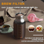 Cold Brew Coffee Maker Pitcher, 32 oz Thick Glass Mason Jar Spout Lid with Handle & Stainless Steel Filter for Iced Brew Coffee, Ice Lemonade, Sun Tea, Fruit Drinks Container