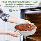 NutriChef 20-Piece Non-Stick Bakeware and Cookware Set - Utensils Including Pots and Baking Pans Made with Durable Aluminum, Tempered Glass Lids, Heat-Resistant Utensils, Easy-Clean Design (White)