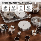 12-Piece 304 Stainless Steel Biscuit Cutter Set - Round Cookie Cutters for Baking (1/2/3/4/5 Inch) with Storage Box, Dough Pastry Cake Circle Cutting Ring Molds, Non-Rust & Dishwasher Safe