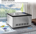 Whynter Ice Cream Maker Machine & Yogurt Automatic 2 Qt. with Built-In Compressor, LCD Digital Display & Timer, No Pre-Freezing, ICM-220SSY, Stainless Steel