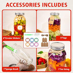 64 oz Wide Mouth Mason Jars with Lids and Bands, 3 Pack Half Gallon Canning Jars, Large Glass Jars for Pickling, Preserving, Meal Prep