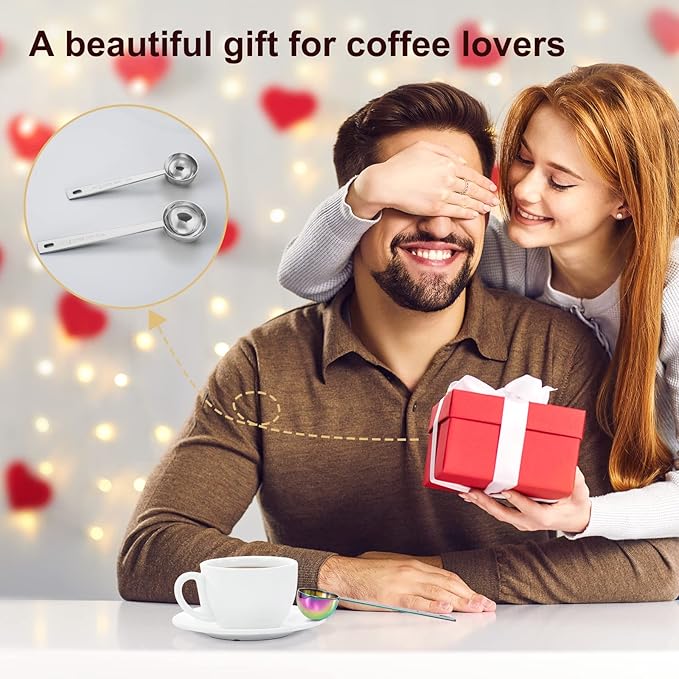 Premium Coffee Scoop Set, Set of 2, Metal Stainless Steel Long Handle Coffee Scoop, Measuring Coffee Spoons Contains 1 Tablespoon (15 ml) and 2 Tablespoons (30 ml) Spoon-Silver