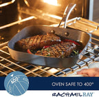 Rachael Ray Cook + Create Hard Anodized Nonstick Deep Grill Pan/Griddle, 11 Inch - Black