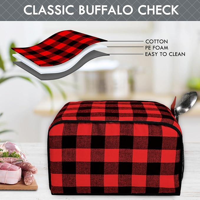 BAGSPRITE Slow Cooker Cover Compatible with Crock-Pot and Hamilton Beach 6-8 QT Slow Cooker Red White