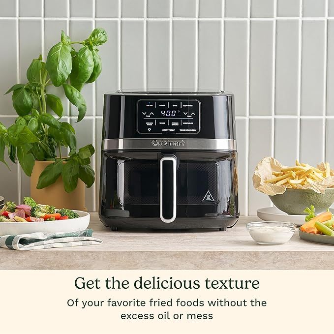 Cuisinart Air Fryer, 4.5-Quart Basket Fryer with 4 Cooking Functions to Air Fry, Roast, Bake, and Keep Warm, 4 Airfryer Presets, Dishwasher-Safe Parts, AIR-160NAS, Stainless Steel & Black