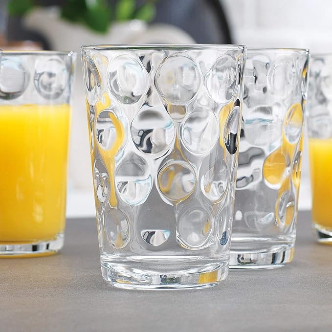 Home Essentials Drinking Glasses - Set of 10 - Juice Glass Small Cups, Premium Quality Cooler 7 Oz. Circular Glassware. Ideal for Water, Juice, Cocktails, and Iced Tea. Dishwasher Safe.