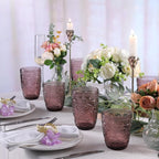 Purple Glassware set of 6, 10OZ Drinking Glasses, Purple Heavy Duty Glass Cups, Colored Glassware Set, Embossed Glasses Set for Party Wedding Home Office Gift