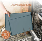 SMIRLY Plastic Cutting Board Set 3 Pieces, Non-Slip Dishwasher Safe Chopping Boards for Kitchen, Blue