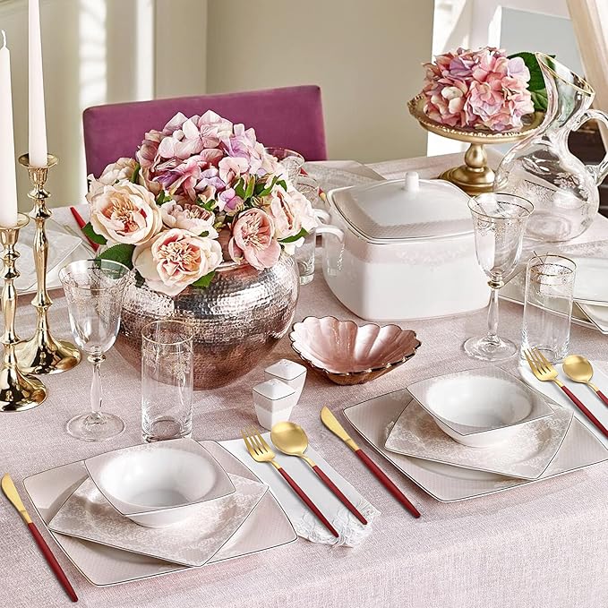 Matte Red Gold Silverware Set, 20-Piece Stainless Steel Flatware Set, Satin Finish tableware Cutlery Set, Service for 4, Home and Restaurant, Dishwasher Safe