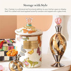 MACKENZIE-CHILDS Butterfly Garden Enamel Canister, Pretty Kitchen Storage Container with Lid, Medium