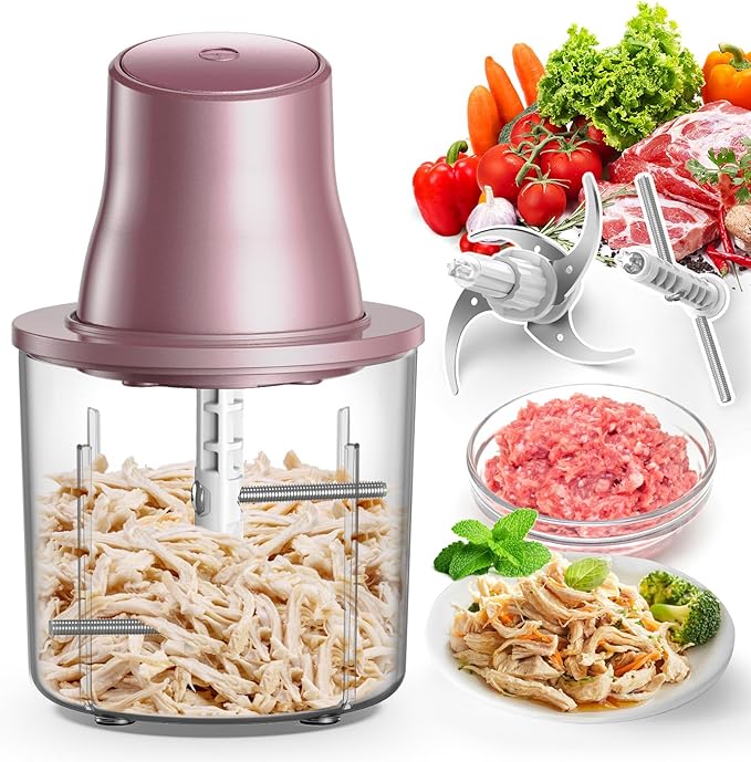 Chicken Shredder, Electric Food Chopper with Meat Grinder & Chicken Breast Shredder Tool with 250W Copper Motor, 1.5L Bowl & Bi-Level Blades Anti-Slip Base for Meat/Fruits/Vegetable/Pet Food