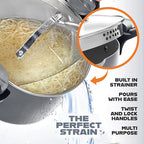 Gotham Steel 5 Quart Stock Pot Multipurpose Pasta Pot with Strainer Lid & Twist and Lock Handles, Ceramic Nonstick Cooking Pots + Pasta Strainer Lid, Spaghetti Pot, Dishwasher Safe