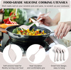 HaWare Kitchen Utensils, 14 PCS Silicone Cooking Utensils Set, Heat Resistant Kitchen Utensils for Non-stick Cookware, Kitchen Gadgets Tools with Spoons, Spatulas, Whisk, Dishwasher Safe (Khaki)