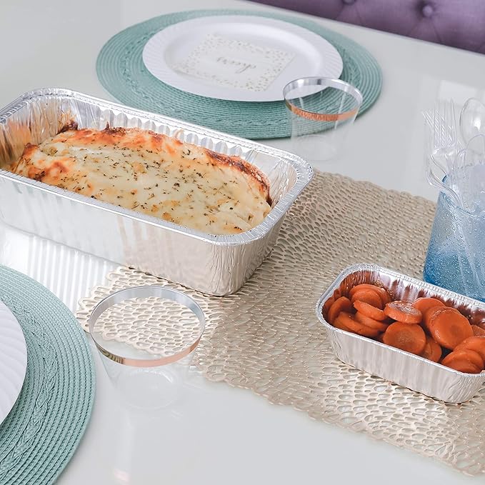 PLASTICPRO [2 Lb 50 Pack Disposable Loaf Pans Aluminum Tin Foil Meal Prep Bakeware - Cookware Perfect for Baking Cakes, Bread, Meatloaf, Lasagna 2 Pound 8.5'' X 4.5'' X 2.25''