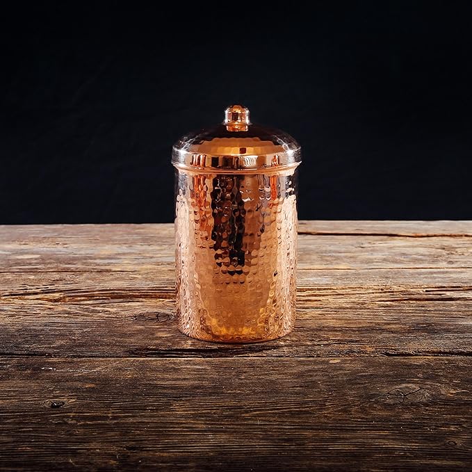 Sertodo Copper Kitchen Canisters | Polished, 1 Quart Capacity | Elegant Functional Storage | Hammer Polished for Shine & Durability | Eco-Friendly Recycled Copper | Timeless Elegance for Your Kitchen