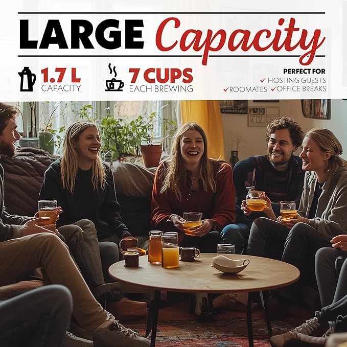 Gourmia Electric Programmable Glass Kettle – 1.7L Temperature Control Tea & Coffee Kettle with Digital Touch Display, 6 Presets, Keep Warm, Removable Stainless Steel Infuser, 360° Swivel Base – Peach