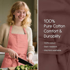 Unisex Apron with Pockets for Cooking, Salon & Art - 100% Cotton Adult Kitchen, Chef, Stylist Apron