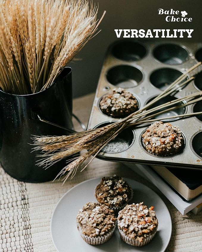 Mini Muffin Pan includes 200 Natural Cupcake Liners, Mini Cupcake Pans Nonstick 24 Cup, Muffin Tin, Carbon Steel Baking Supplies