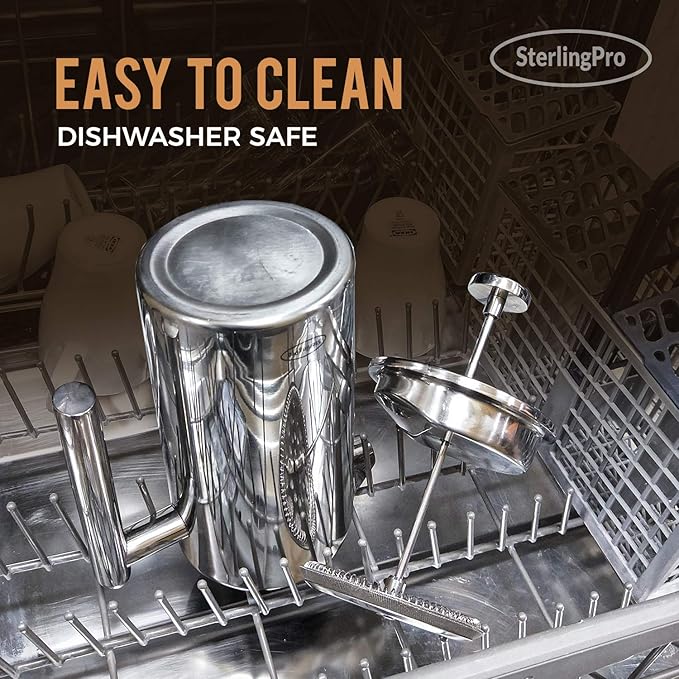 Stainless Steel French Press Coffee Maker Large 1.5 L(51 oz) Mirror – Durable Double Walled Insulated Coffee Press Keeps Drinks Hot, Easy to Use and Clean Stylish Design for Rich Flavor