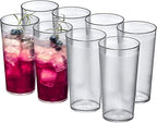 Amazing Abby - Cafely - 16-Ounce Plastic Tumblers (Set of 8), Plastic Drinking Glasses, Restaurant-Style Tumblers, Commercial-Grade Cups, Stackable, BPA-Free, Shatter-Proof, Dishwasher-Safe, Clear