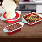 Boxiki Kitchen Silicone Baking Pans Set. 3 PCS Professional Non-Stick Baking Cake Pans Set includes Silicone Round Cake Pan, Square Cake Pan and Bread Loaf Pan.