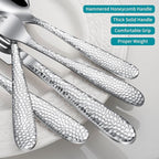 Hammered Silverware Set, 40-Piece Heavy Duty Stainless Steel Flatware Sets for 8, Food-Grade Cutlery Set for Home Restaurant, Mirror Polished, Dishwasher Safe